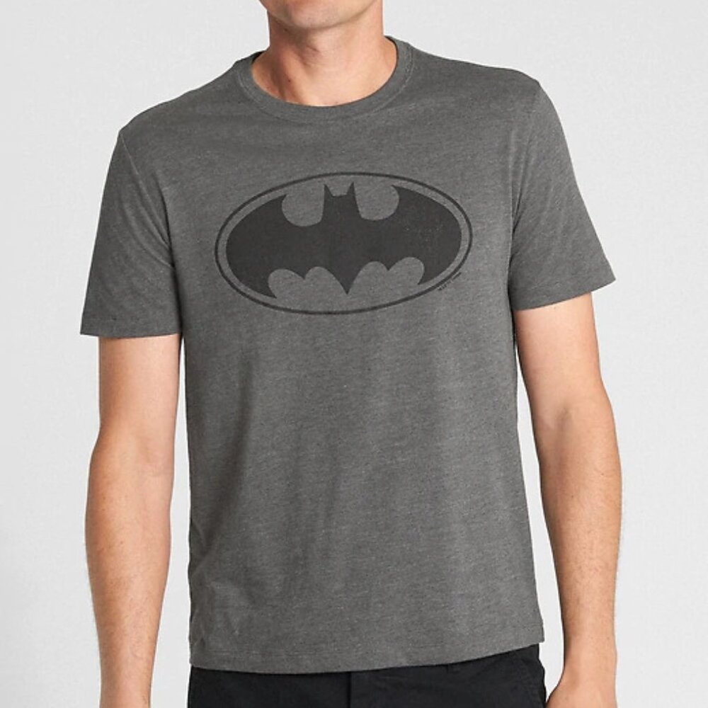 NWT GAP DC Comics Batman Graphic Tee T-Shirt Shirt Charcoal Heather Men S M